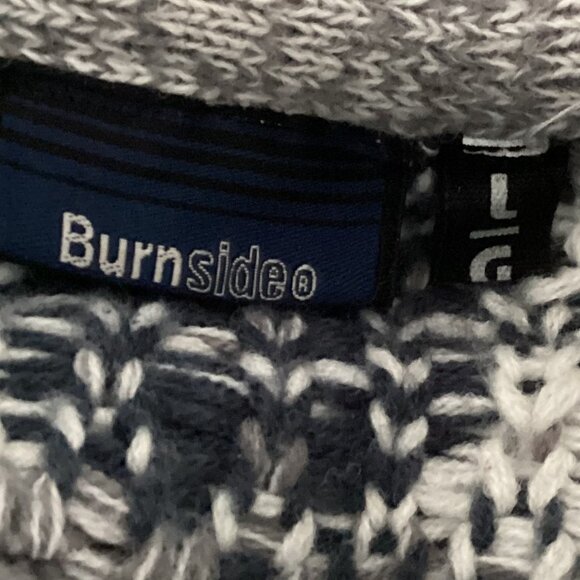 Burnside Men's Acrylic Cardigan Knit Sweater Size L Pockets Grandad Cowl Neck - Picture 8 of 8